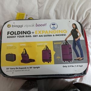 Biaggi Luggage Zipsak Boost Expandable Underseat Luggage Foldable Spin Carry On